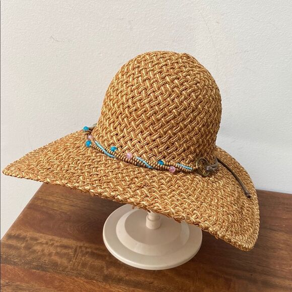 Accessories - Woven Straw Hat with Beaded Band